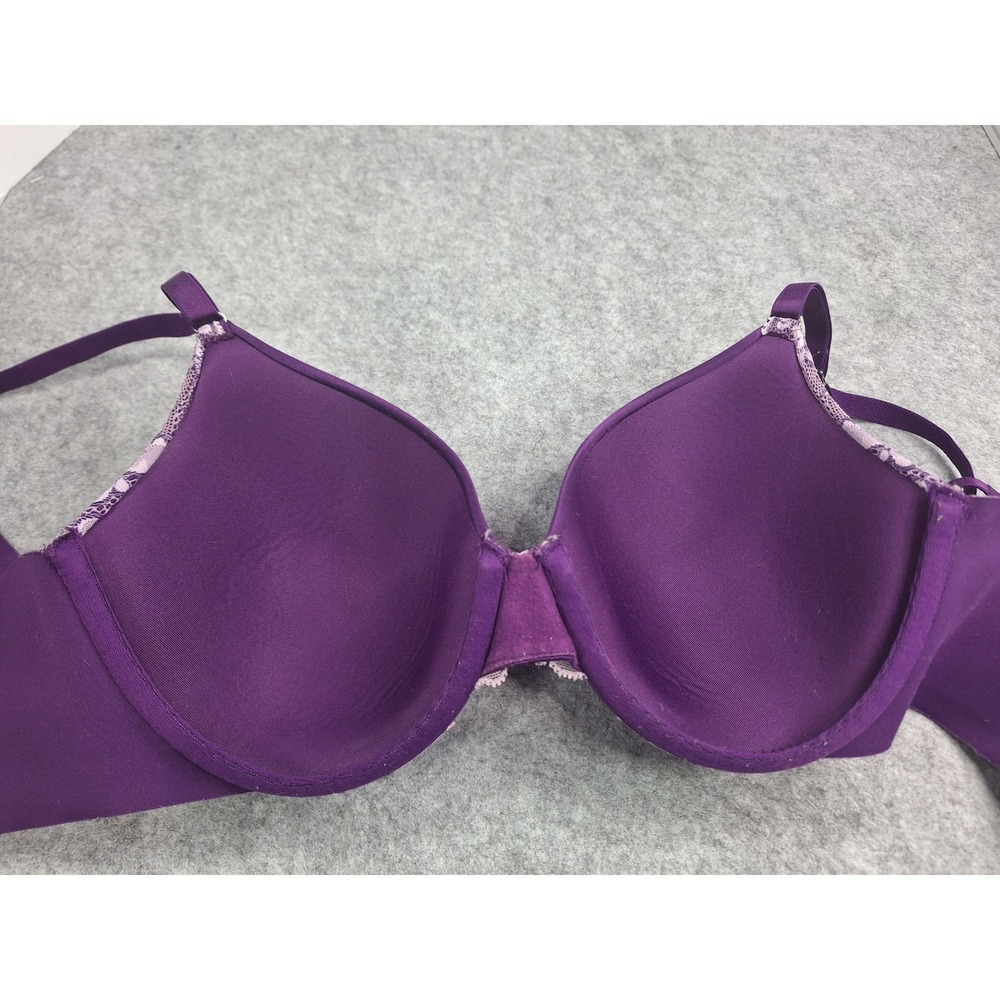 Soma Vanishing Back Lace Trim Full Coverage Bra 34D Purple - Picture 5 of 8